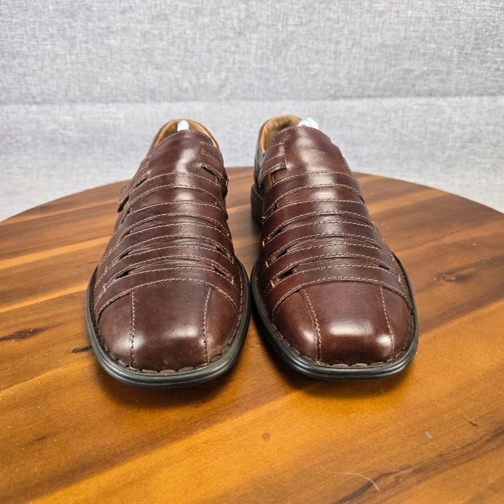 Josef Seibel Mens Brown Leather Fisherman Slip On Shoes EU 43 US 9.5-10 Comfort